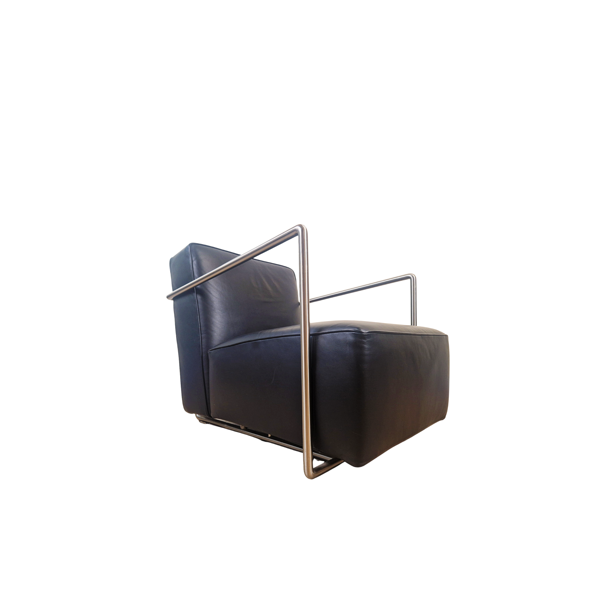 Antonio Citterio for Flexform ABC Model Leather & Chrome Reclining Lounge Chair With Ottoman