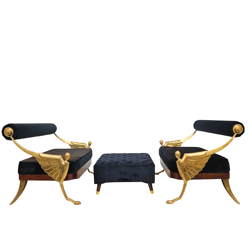 Mark Brazier Jones Atlantis Limited Edition Bronze & Velvet Sofas with Footstool