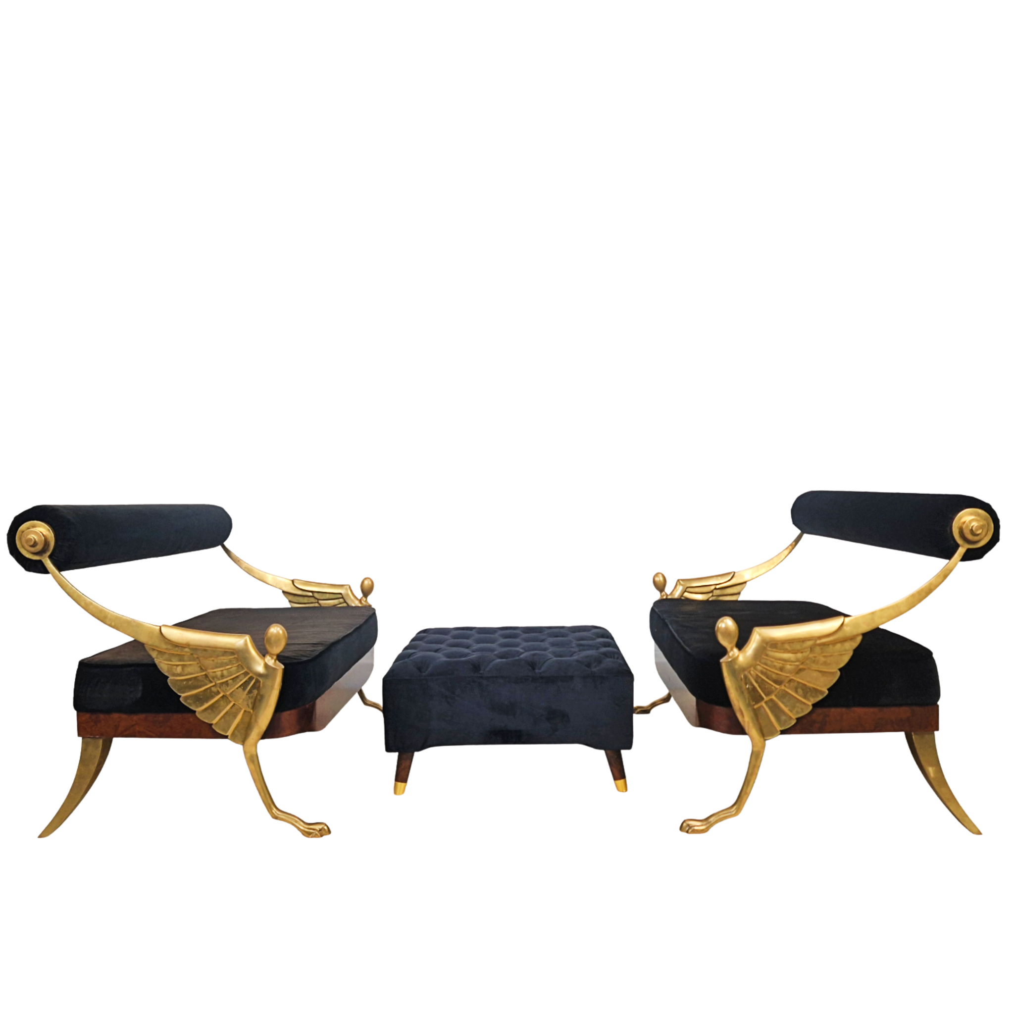 Mark Brazier Jones Atlantis Limited Edition Bronze & Velvet Sofas with Footstool