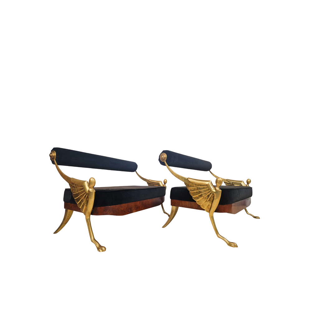 Mark Brazier Jones Atlantis Limited Edition Bronze & Velvet Sofas with Footstool