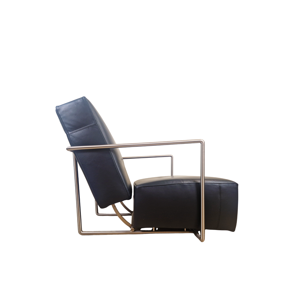 Antonio Citterio for Flexform ABC Model Leather & Chrome Reclining Lounge Chair With Ottoman