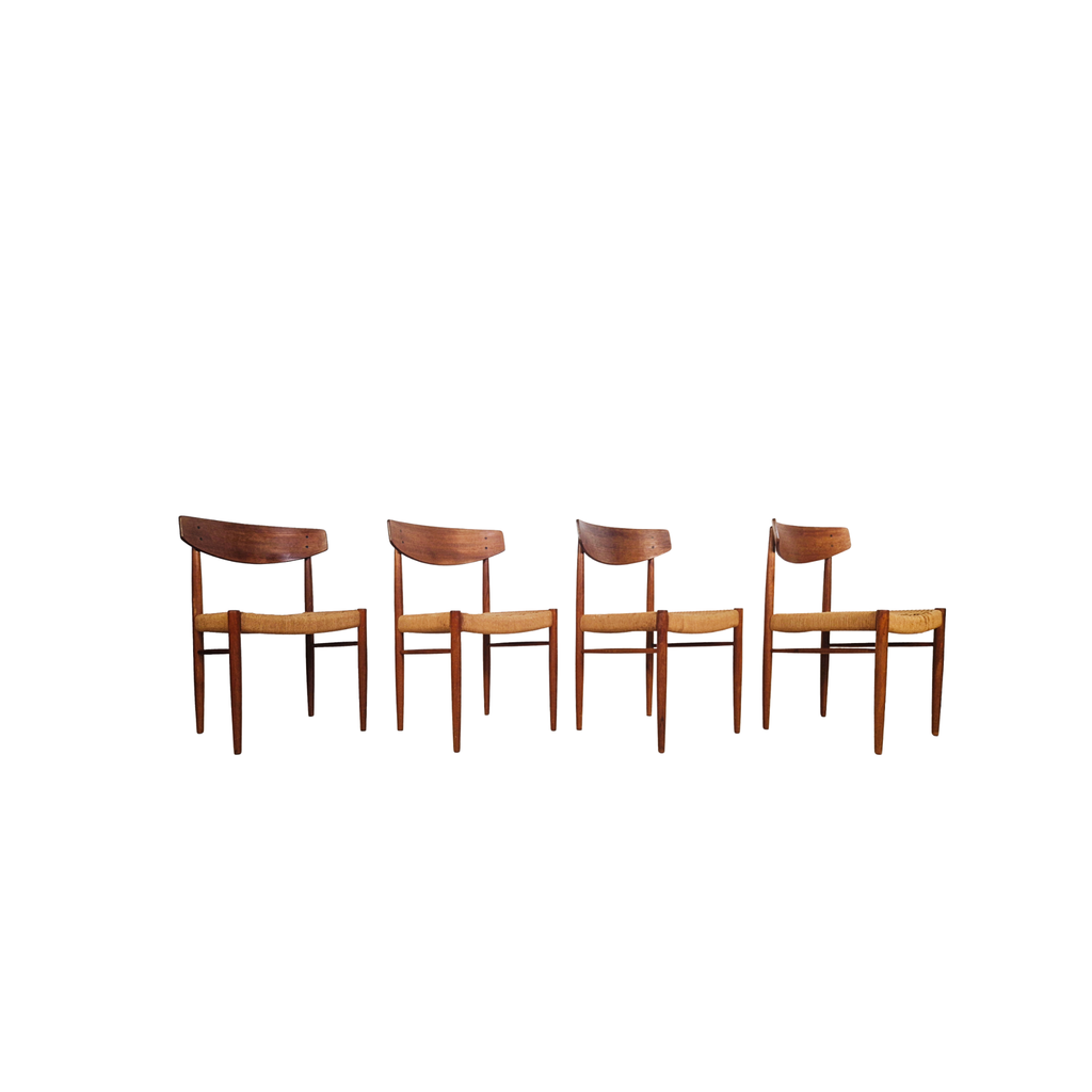 A.M Møbler Model 501 Danish Teak & Cord Dining Chairs Set of Four