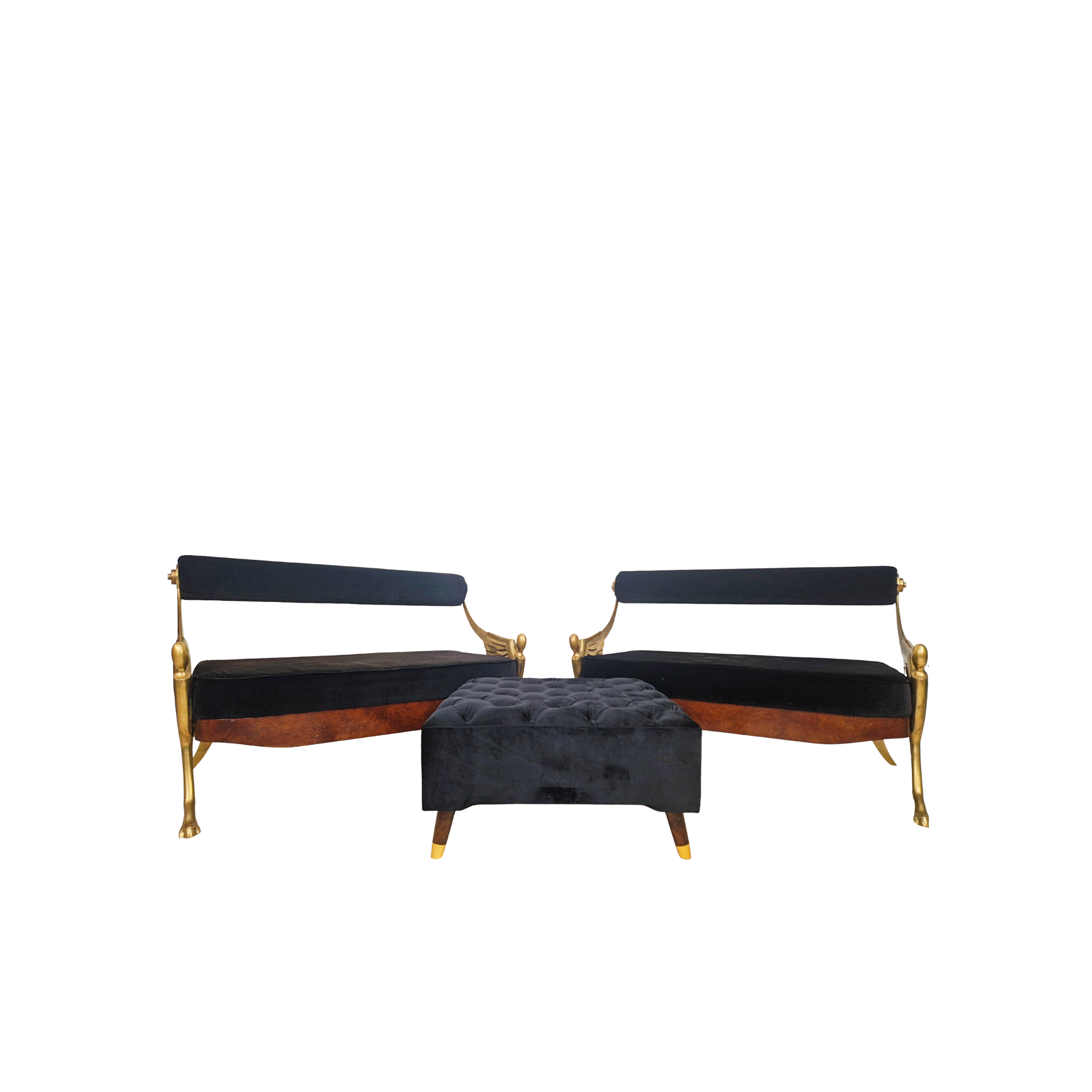 Mark Brazier Jones Atlantis Limited Edition Bronze & Velvet Sofas with Footstool