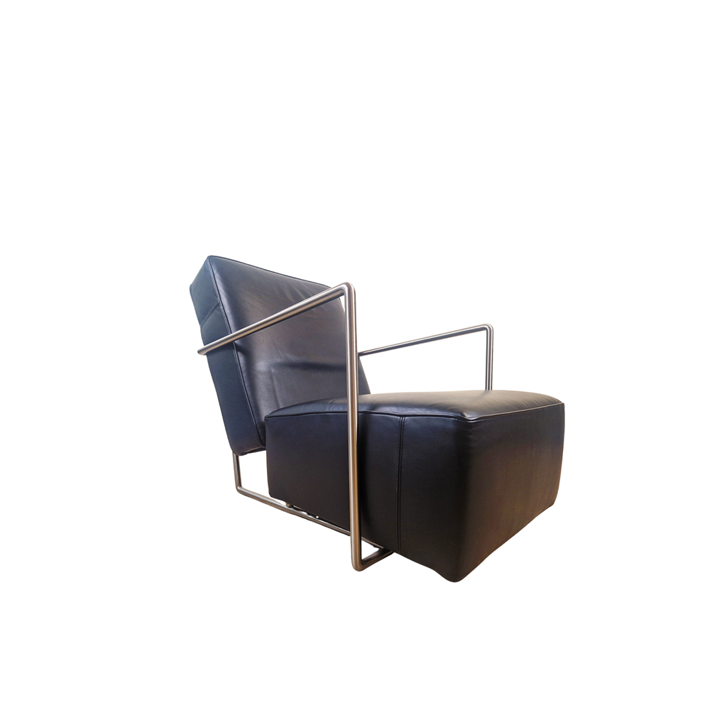 Antonio Citterio for Flexform ABC Model Leather & Chrome Reclining Lounge Chair With Ottoman