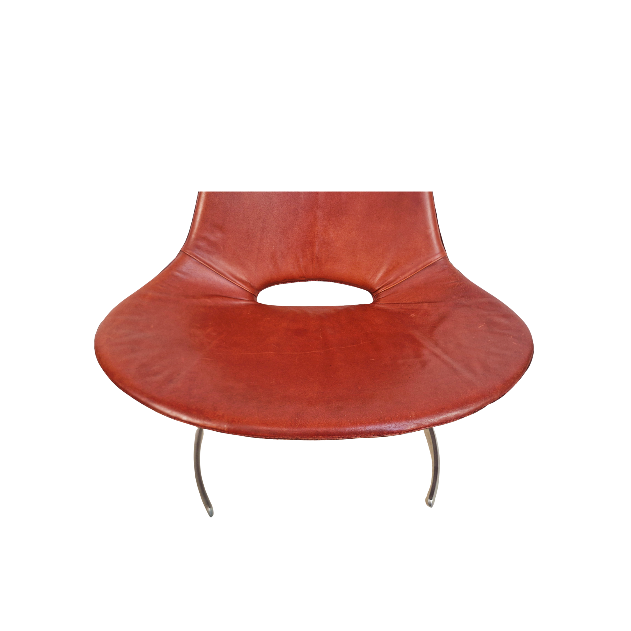Preben Fabricius & Jørgen Kastholm Pair Scimitar IS63 Leather Lounge Chairs