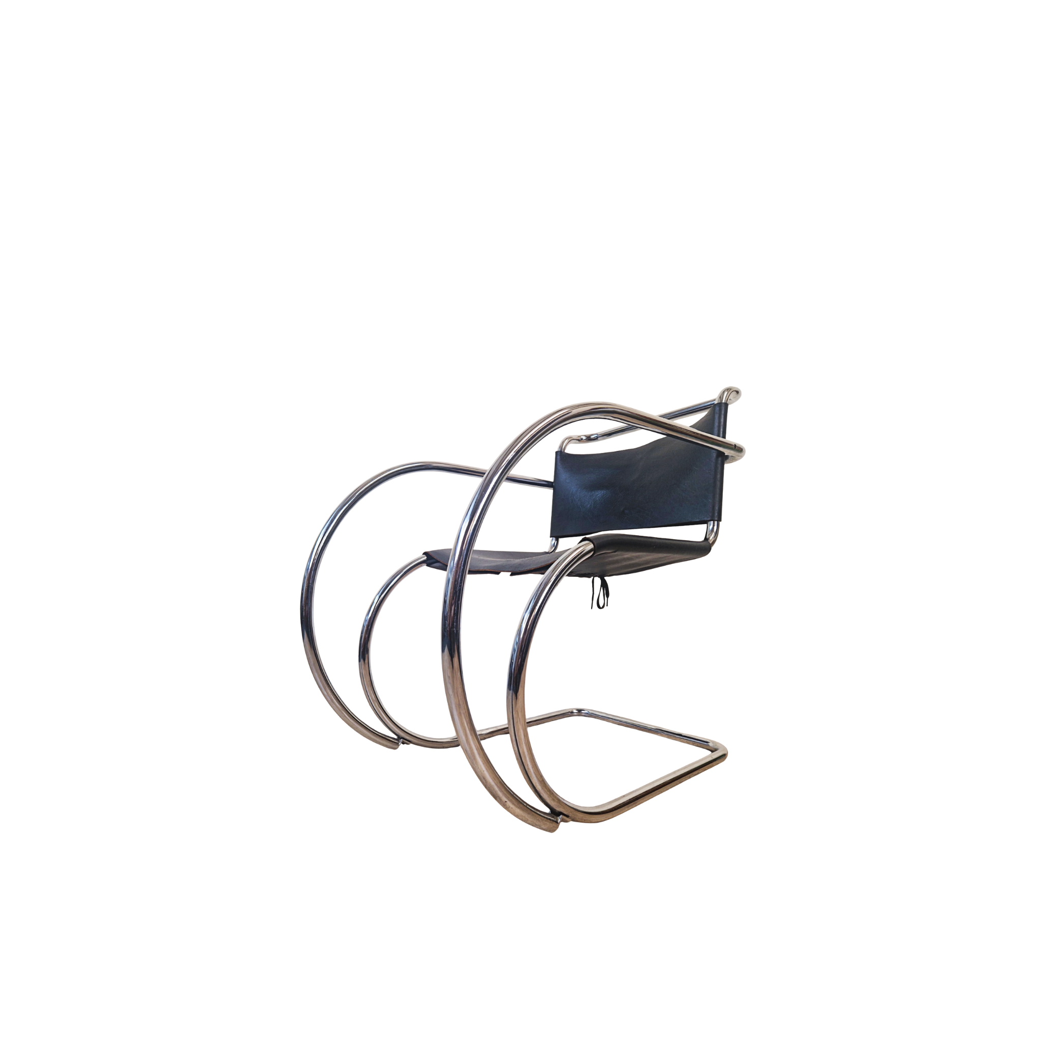 Mies Van Der Rohe For Thonet Leather & Chrome MR20 Chair