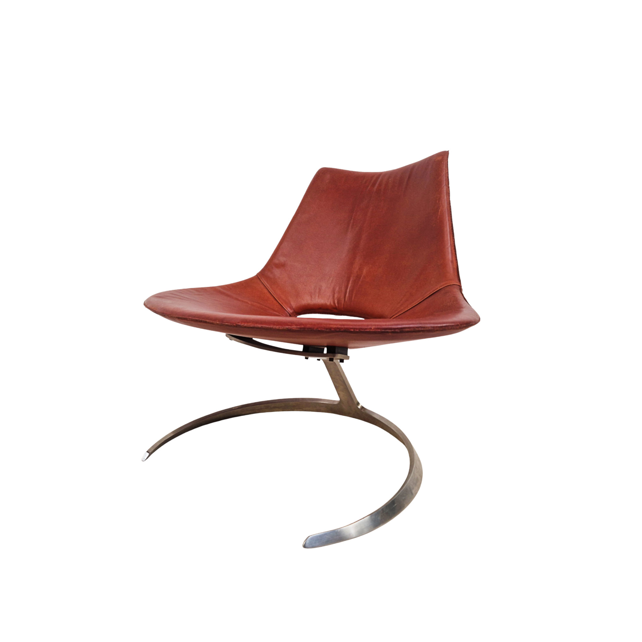 Preben Fabricius & Jørgen Kastholm Pair Scimitar IS63 Leather Lounge Chairs