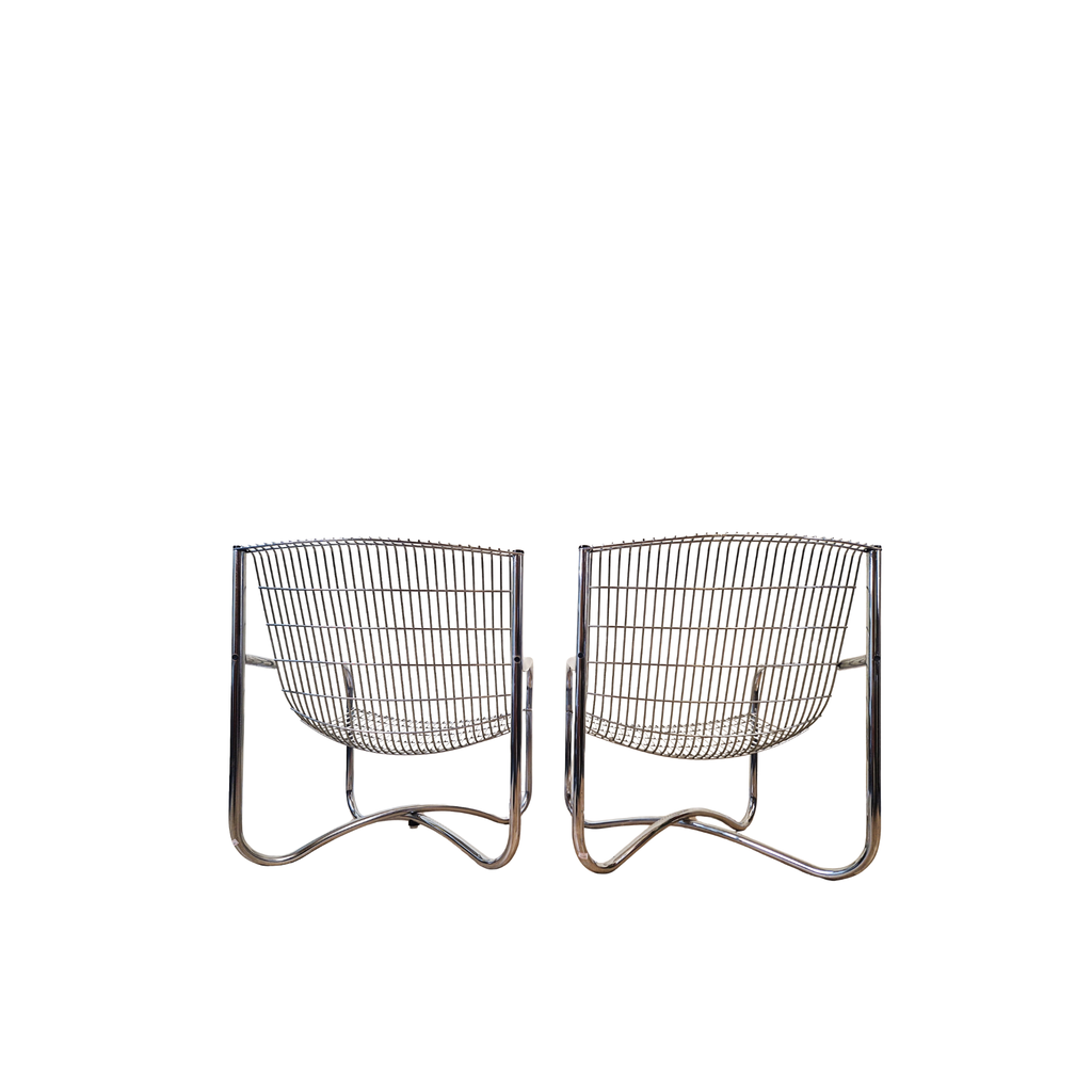 David Mellor O.B.E Mid Century Chrome & Steel Lounge Accent Chairs
