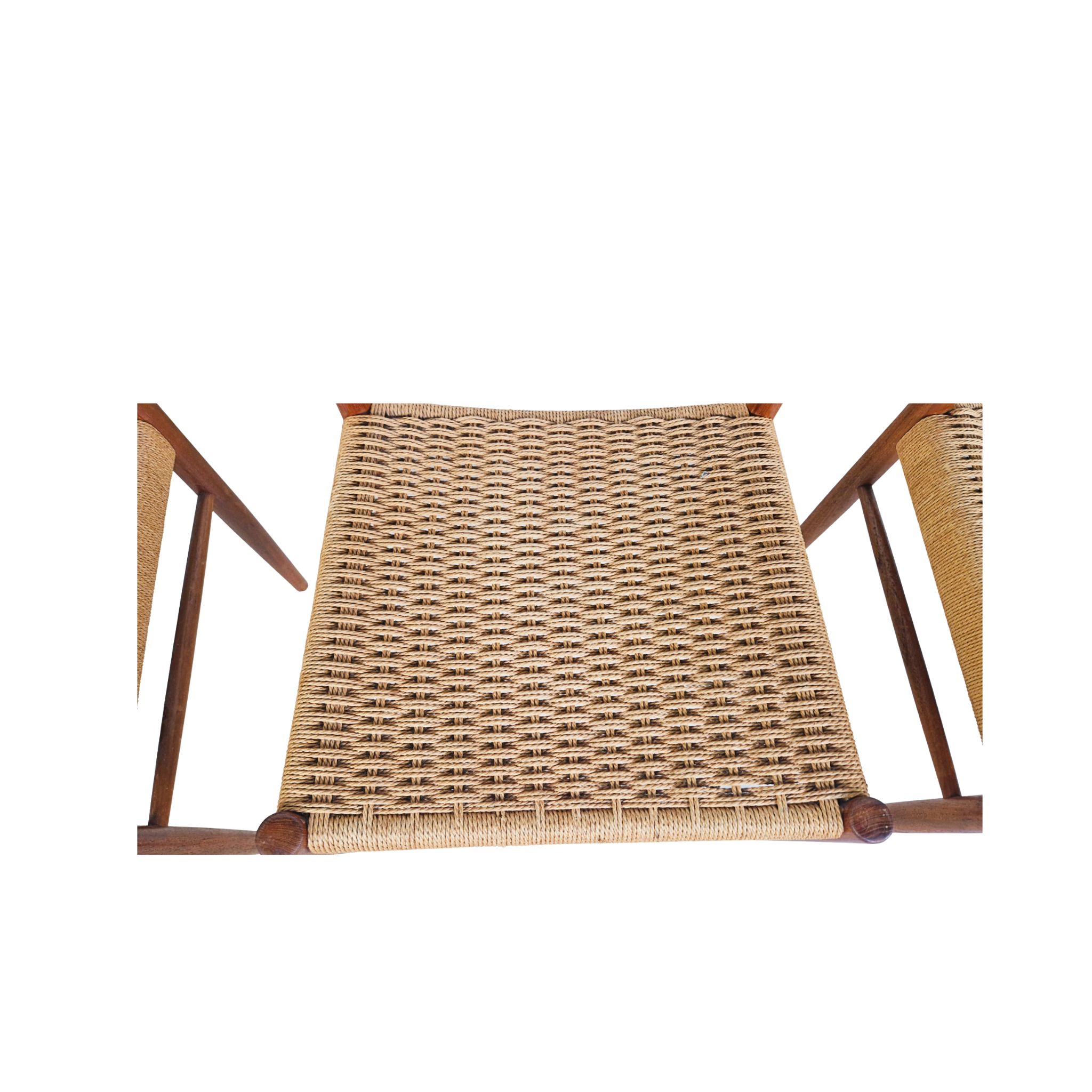 A.M Møbler Model 501 Danish Teak & Cord Dining Chairs Set of Four