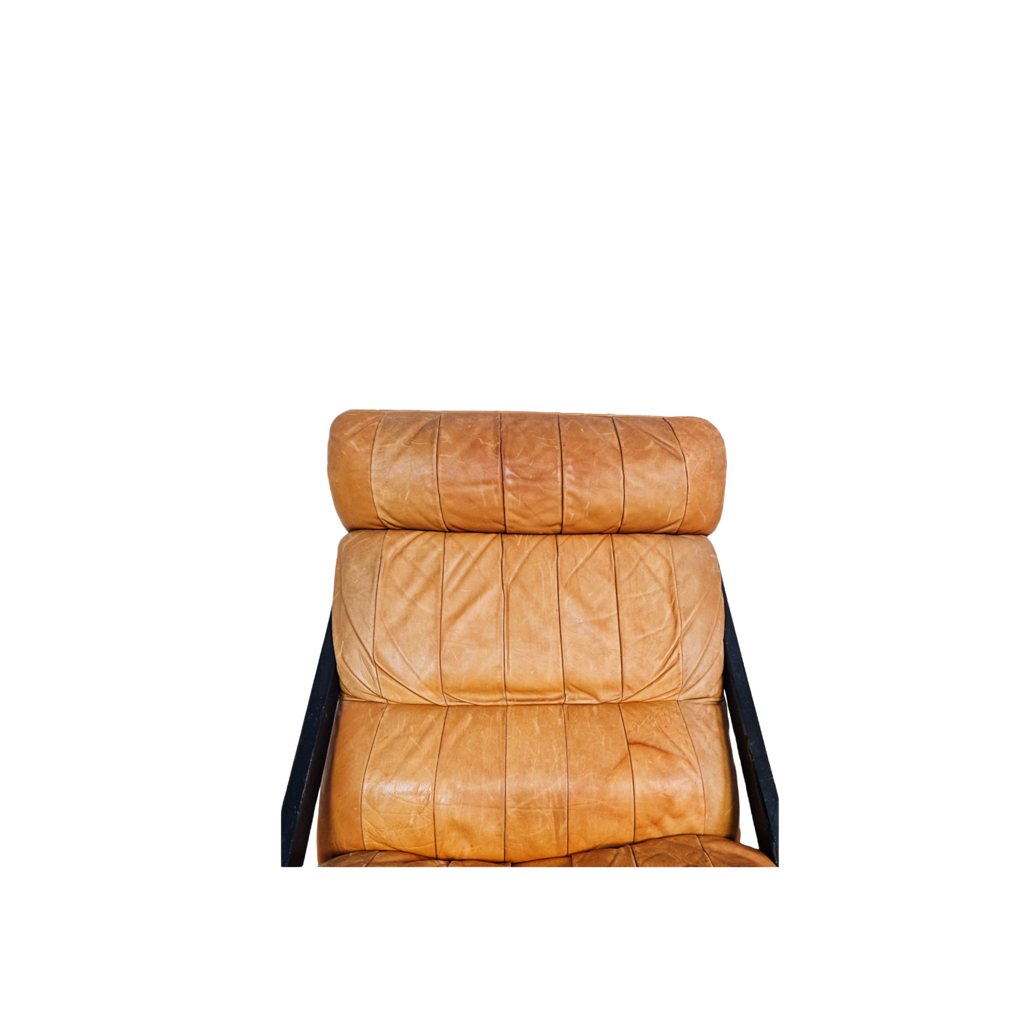 Ueli Berger for De Sede Model DS-80 Cognac Leather Lounge Chairs Pair