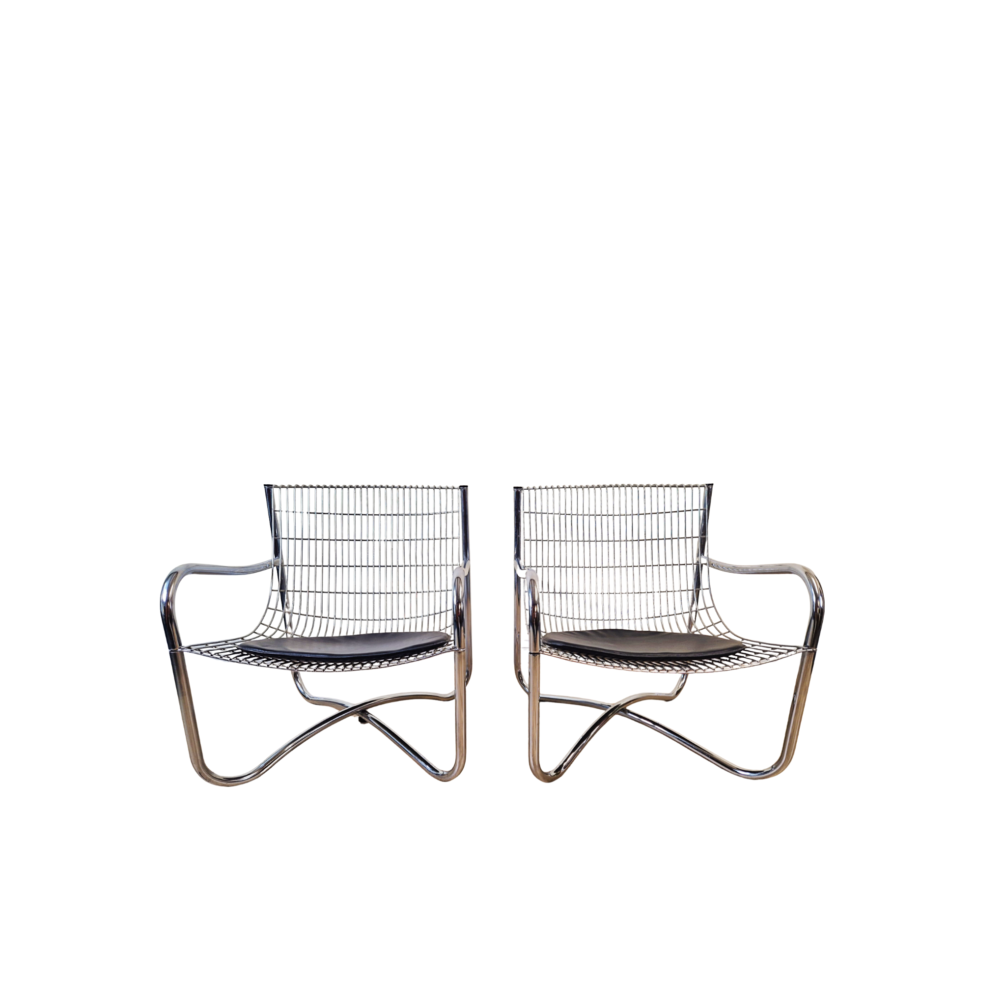 David Mellor O.B.E Mid Century Chrome & Steel Lounge Accent Chairs