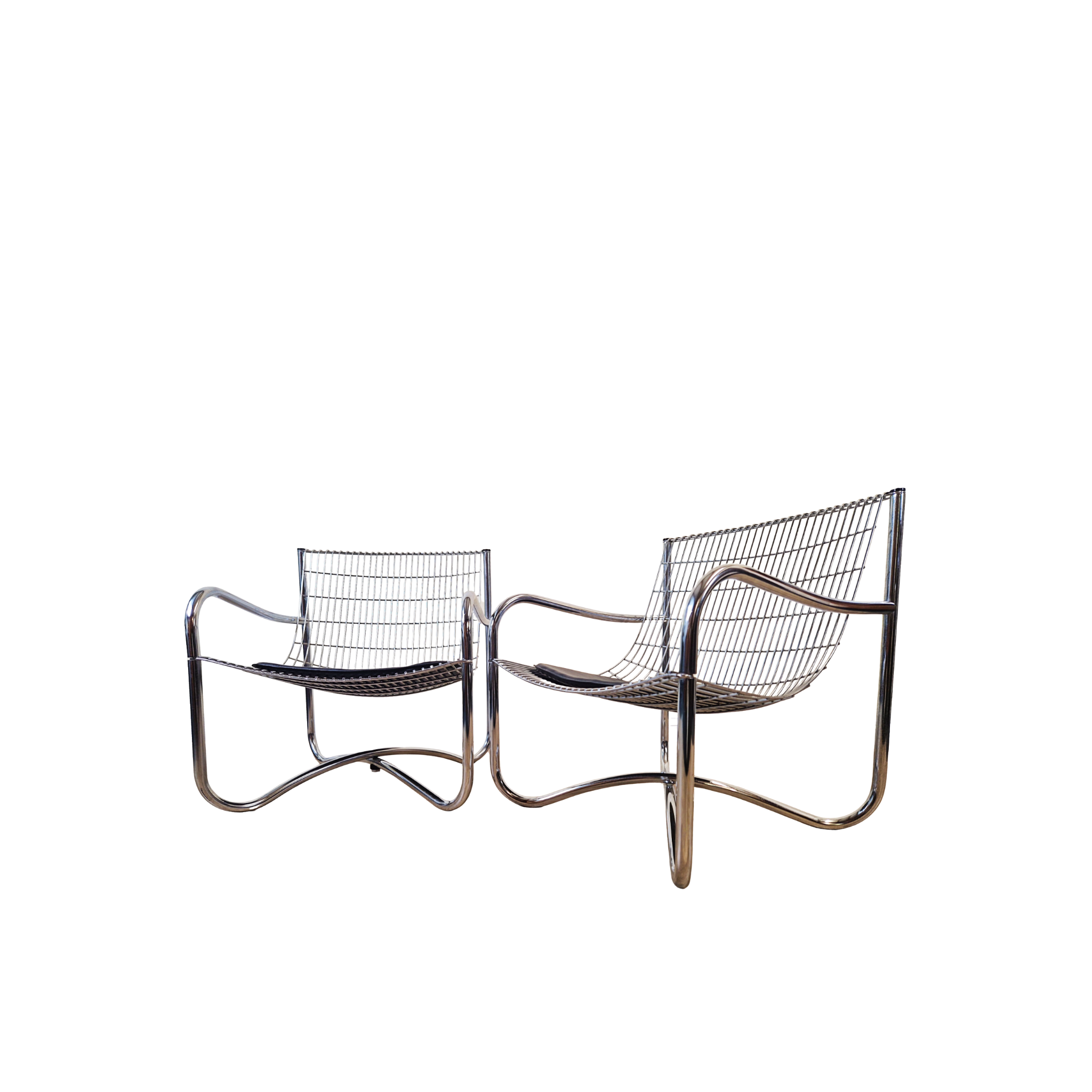 David Mellor O.B.E Mid Century Chrome & Steel Lounge Accent Chairs