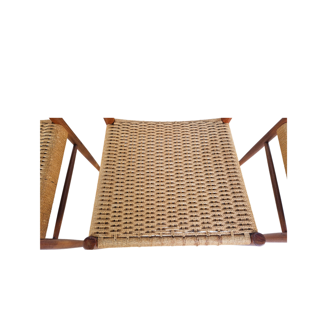 A.M Møbler Model 501 Danish Teak & Cord Dining Chairs Set of Four