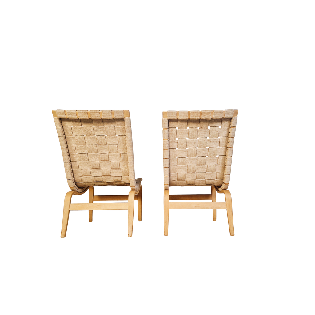 Bruno Mathson for Dux 'Eva' Bentwood Lounge Accent Chairs Pair
