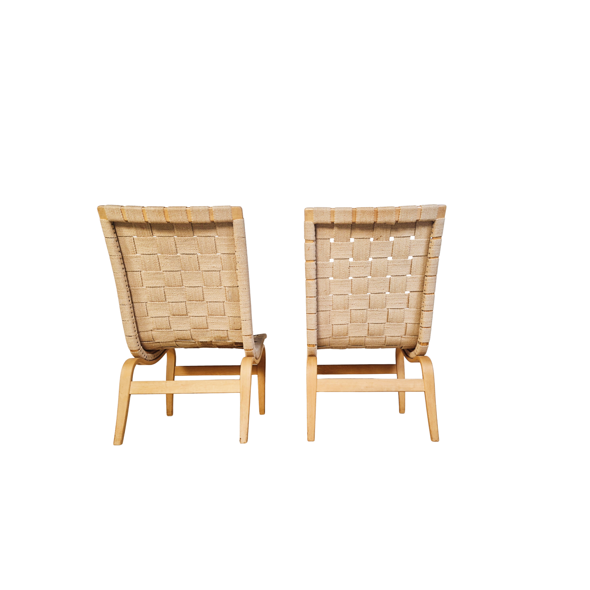 Bruno Mathson for Dux 'Eva' Bentwood Lounge Accent Chairs Pair