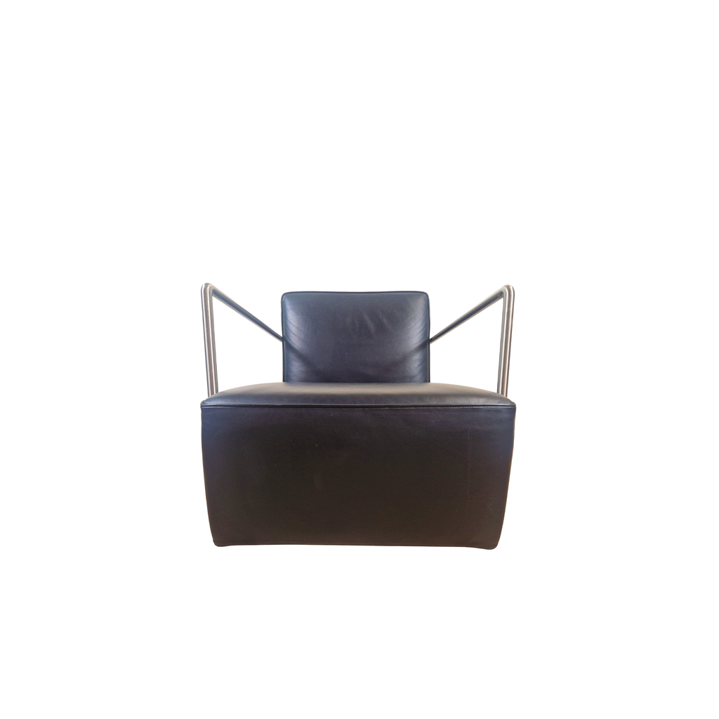 Antonio Citterio for Flexform ABC Model Leather & Chrome Reclining Lounge Chair With Ottoman