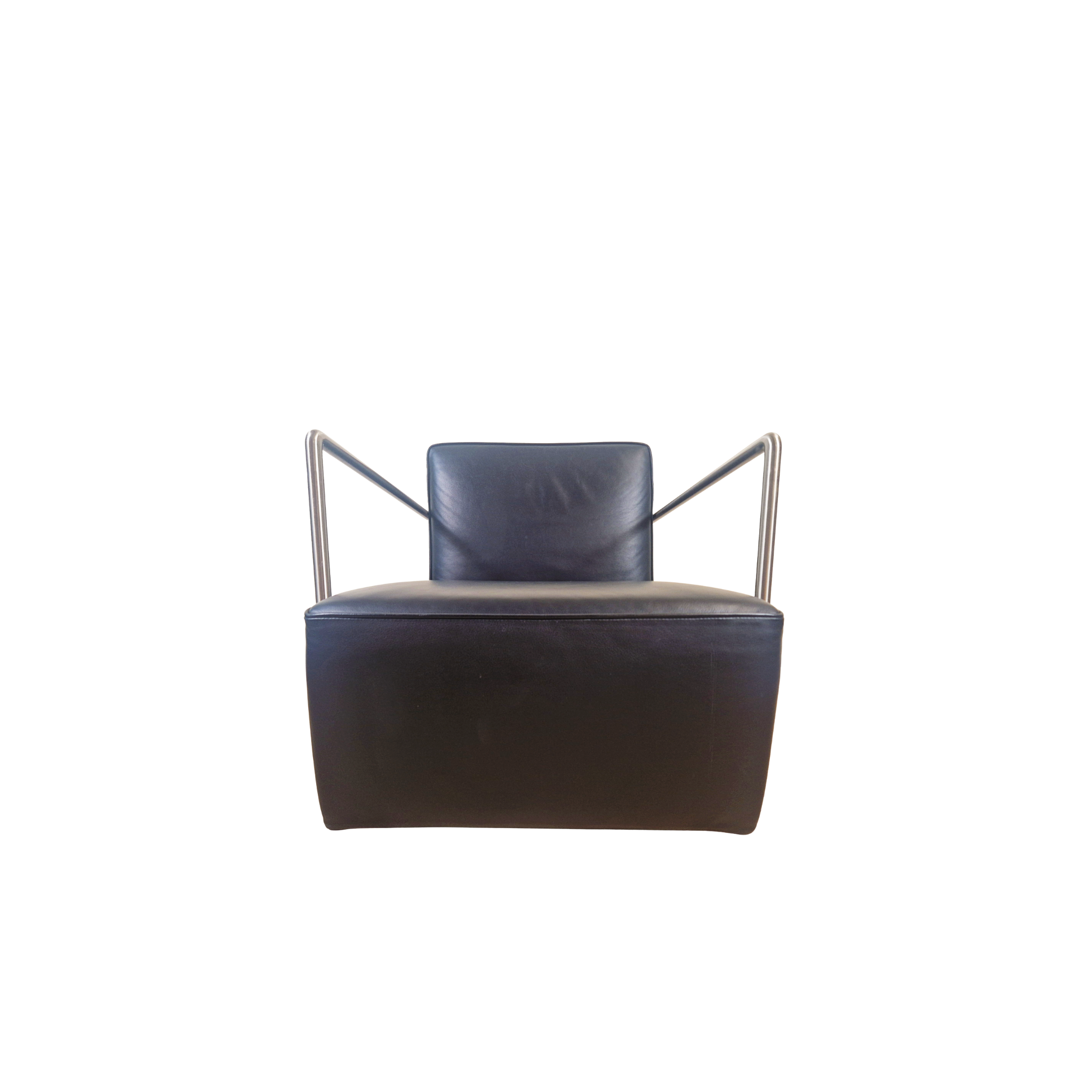 Antonio Citterio for Flexform ABC Model Leather & Chrome Reclining Lounge Chair With Ottoman