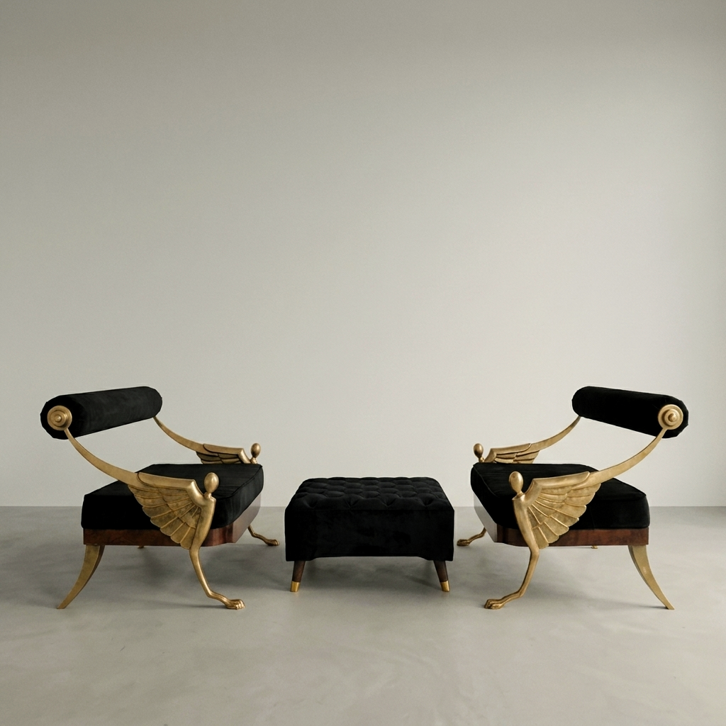 Mark Brazier Jones Atlantis Limited Edition Bronze & Velvet Sofas with Footstool