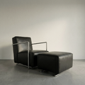 Antonio Citterio for Flexform ABC Model Leather & Chrome Reclining Lounge Chair With Ottoman