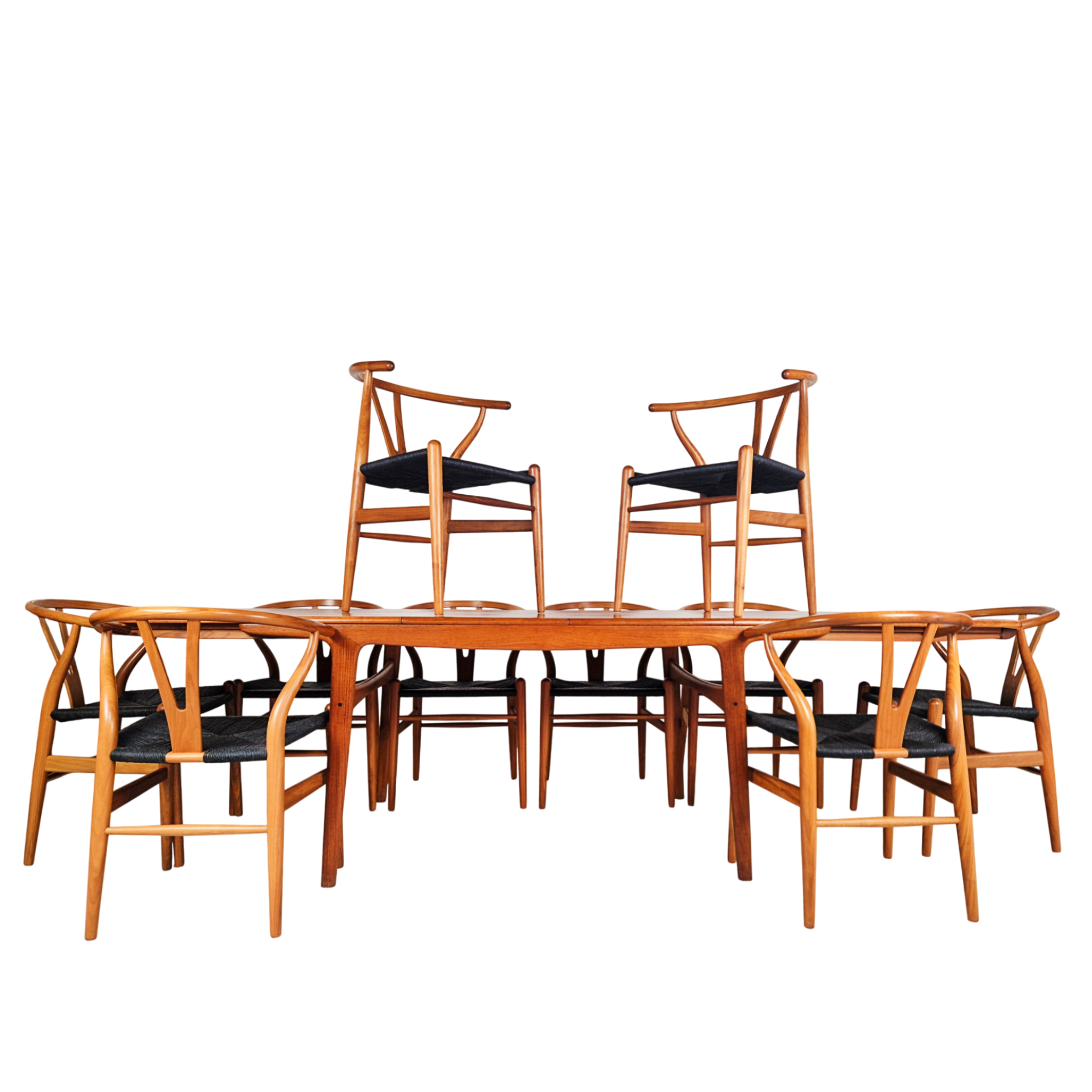 Hans Wegner Model CH24 & Mogens Kold Vintage Teak Dining Table and Chair Set