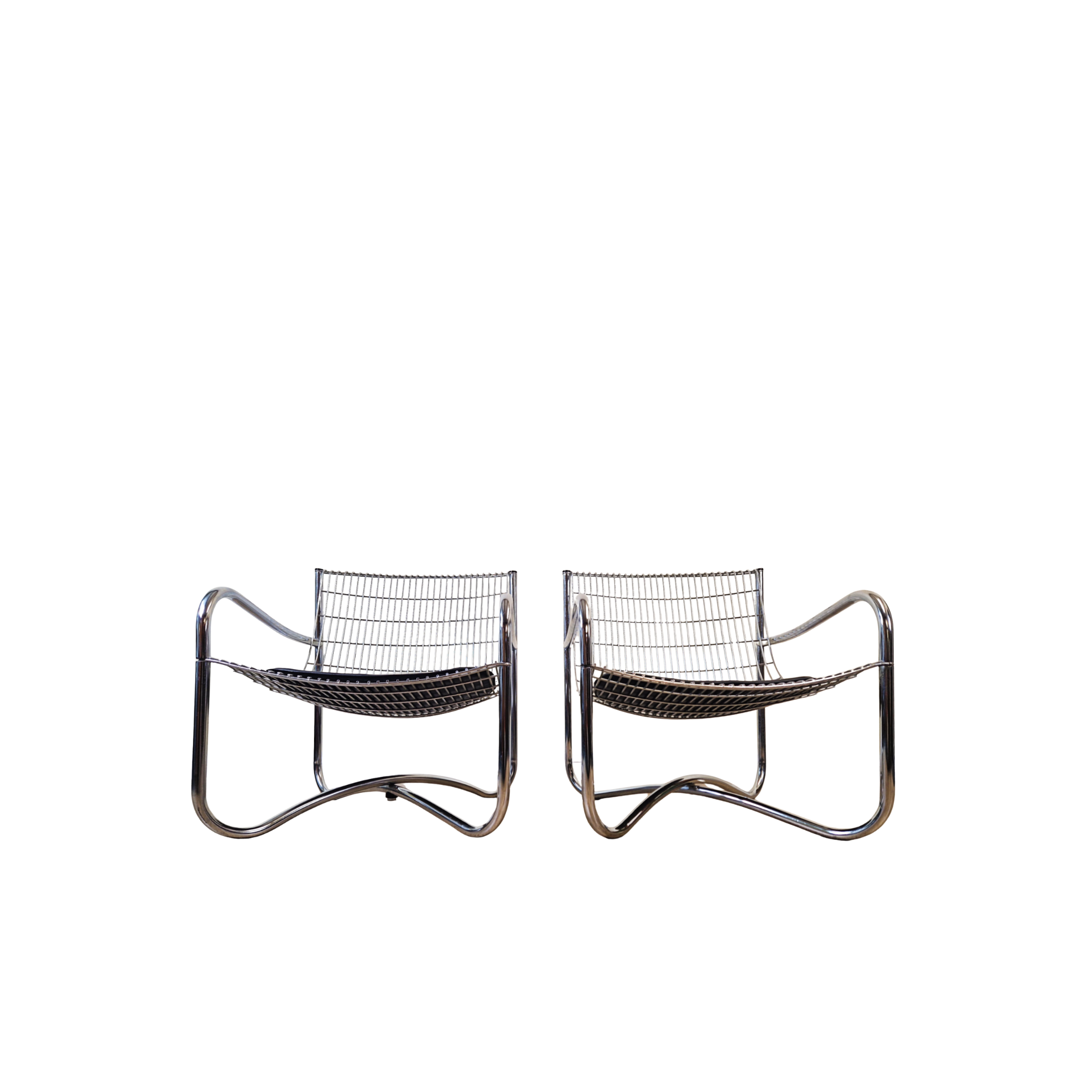 David Mellor O.B.E Mid Century Chrome & Steel Lounge Accent Chairs