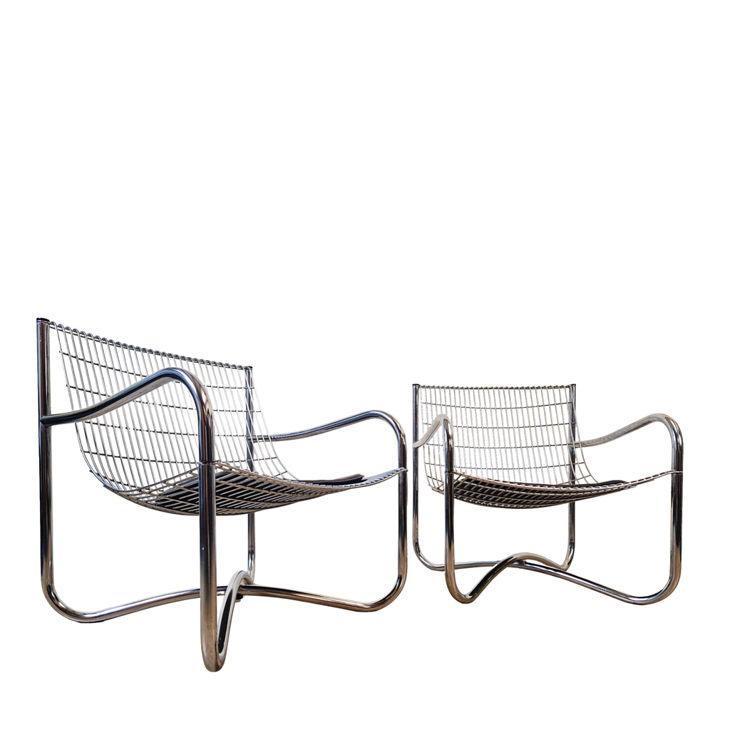 David Mellor O.B.E Mid Century Chrome & Steel Lounge Accent Chairs